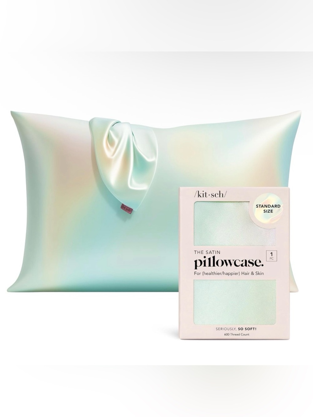 Kitsch Satin Pillowcase Set in Mint Gradient